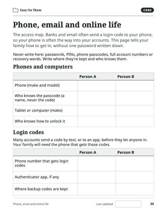 Page 30: Phone, email and online life